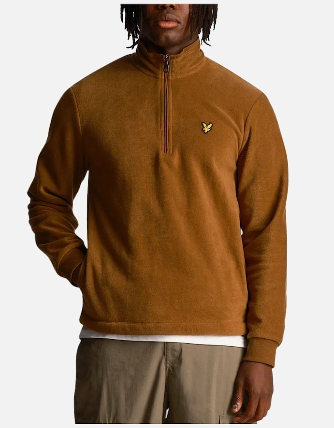 Lyle & Scott Fleece Quarter Zip Camel Bronze, 4 of 3