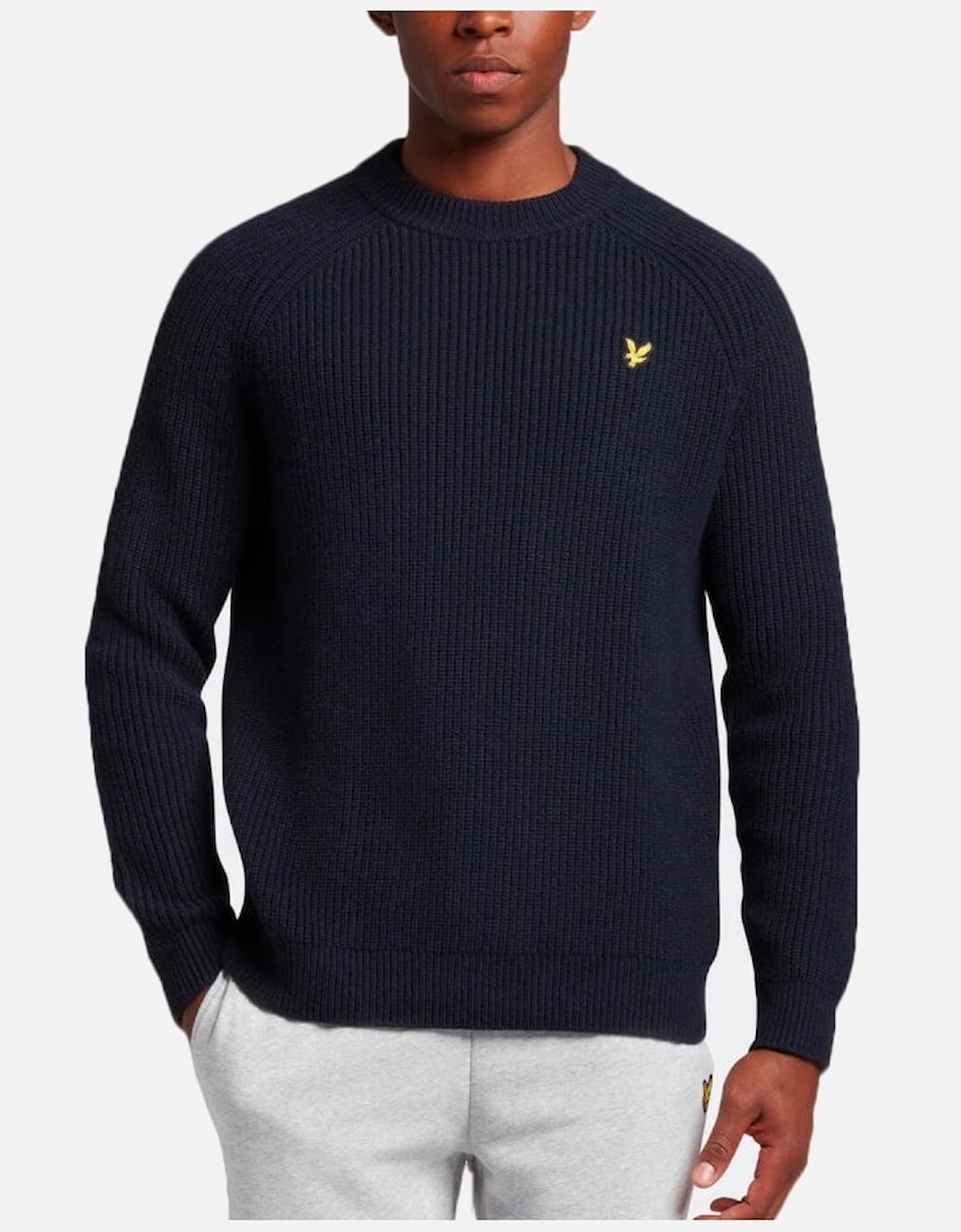 Lyle & Scott Shaker Stitch Mock Neck Jumper Dark Navy, 2 of 1
