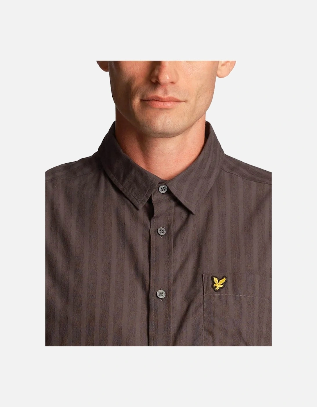 Lyle & Scott Textured Stripe Short Sleeve Shirt Gunmetal