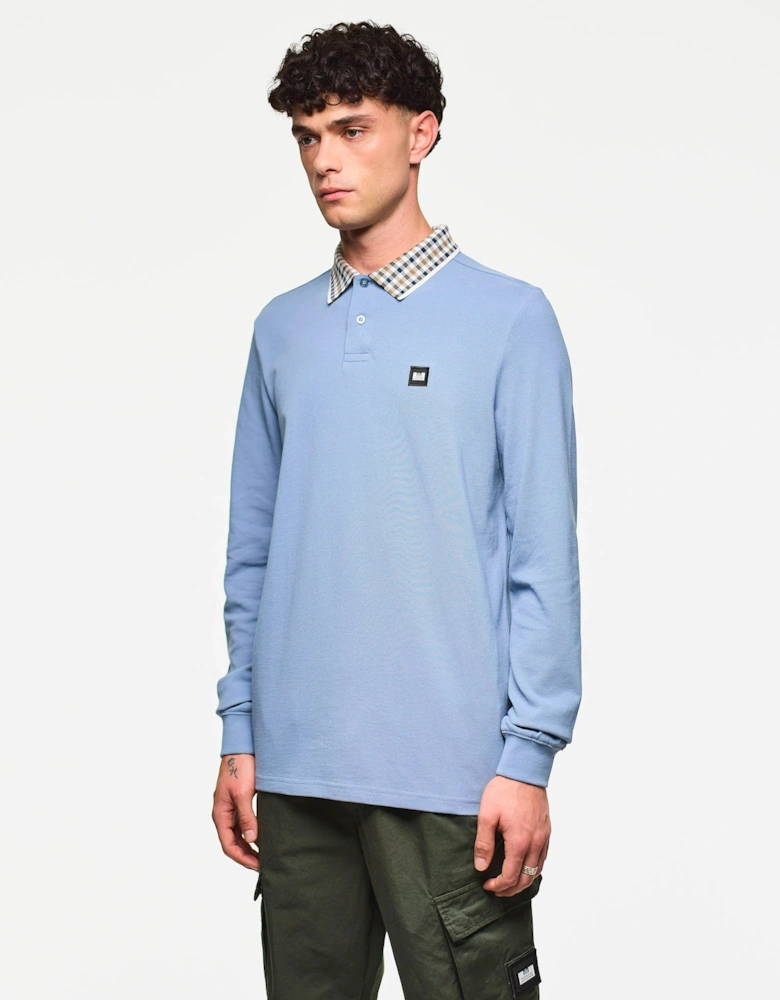 Lindley L/S polo with Jacquard collar Blue Shadow