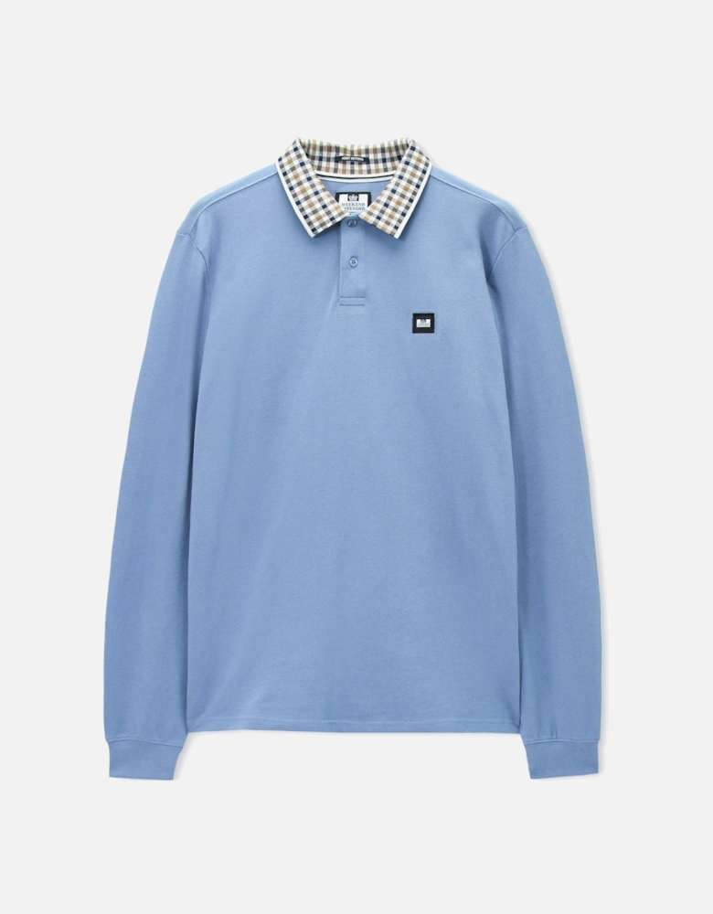 Lindley L/S polo with Jacquard collar Blue Shadow