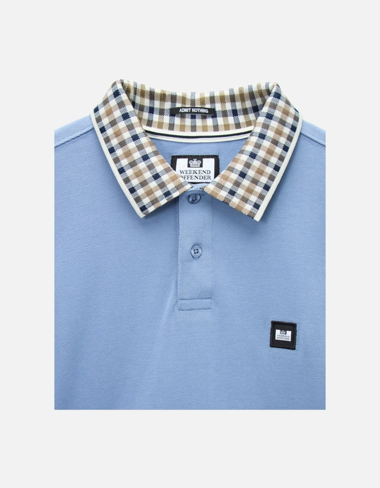 Lindley L/S polo with Jacquard collar Blue Shadow