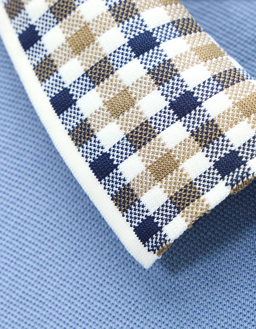 Lindley L/S polo with Jacquard collar Blue Shadow