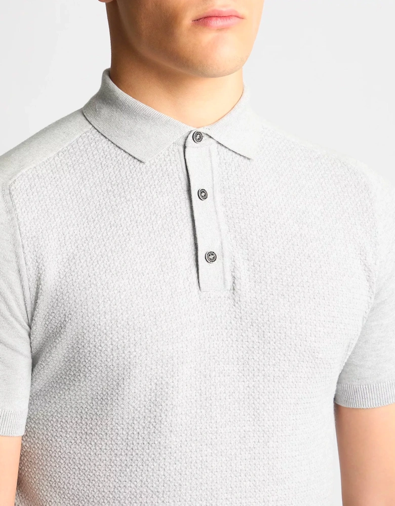 Short Sleeve Knit Polo Grey