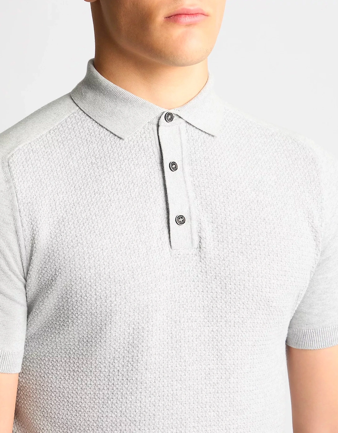 Short Sleeve Knit Polo Grey