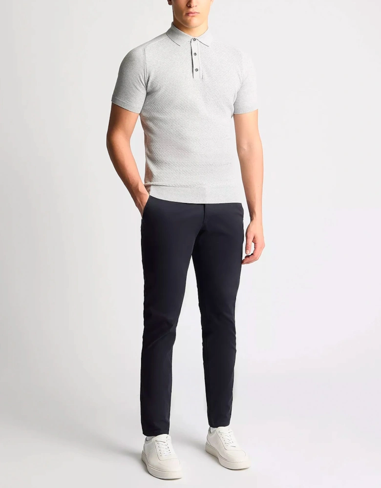Short Sleeve Knit Polo Grey