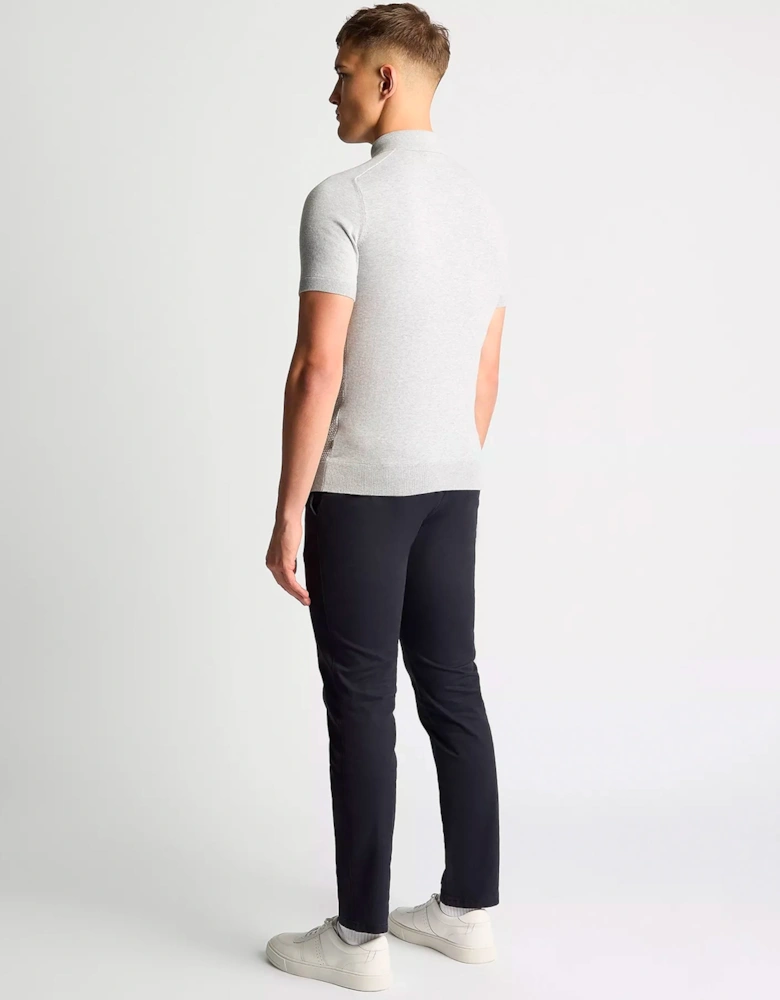 Short Sleeve Knit Polo Grey