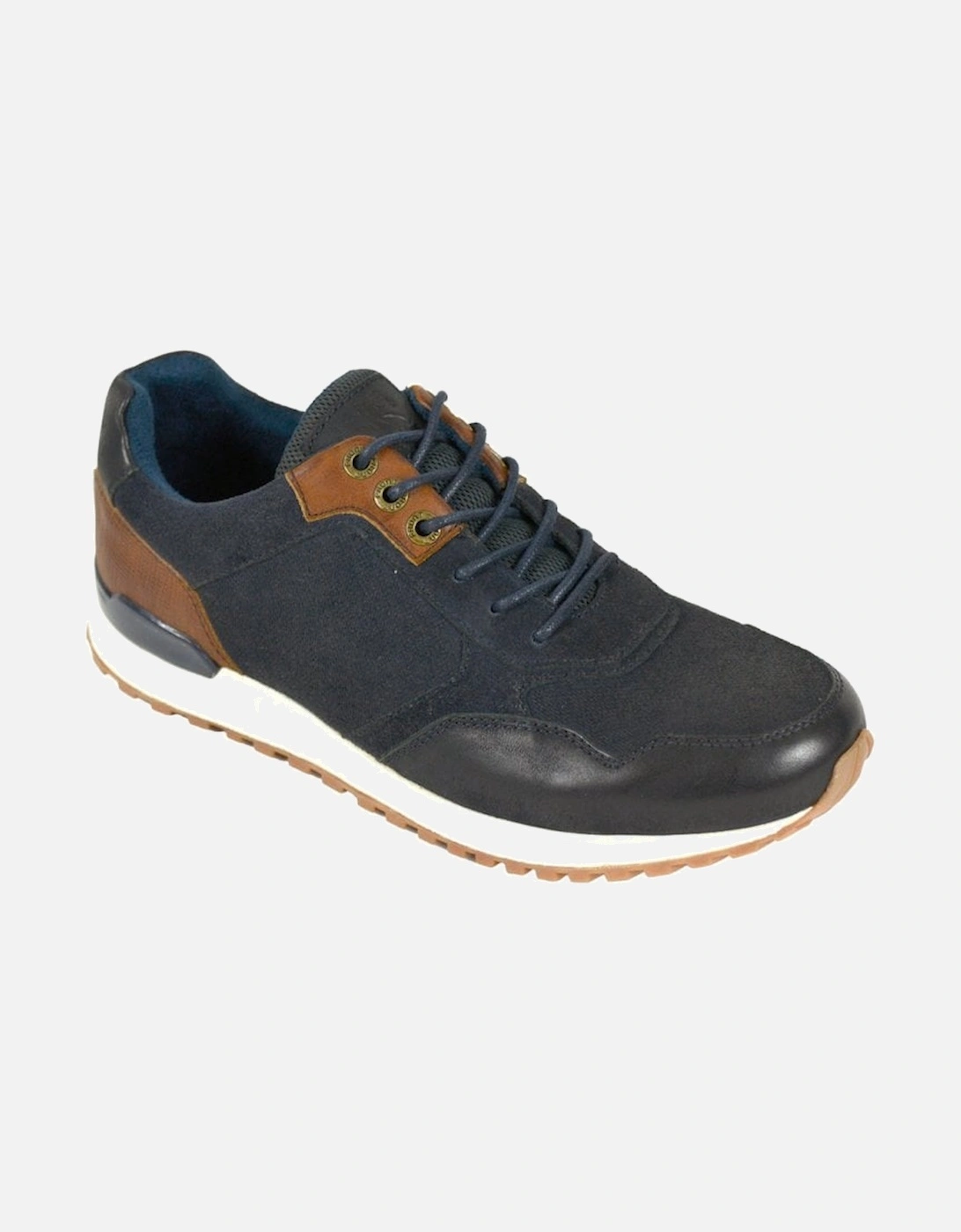 Chicago Sport Leather And Waxed Canvas Trainer Navy