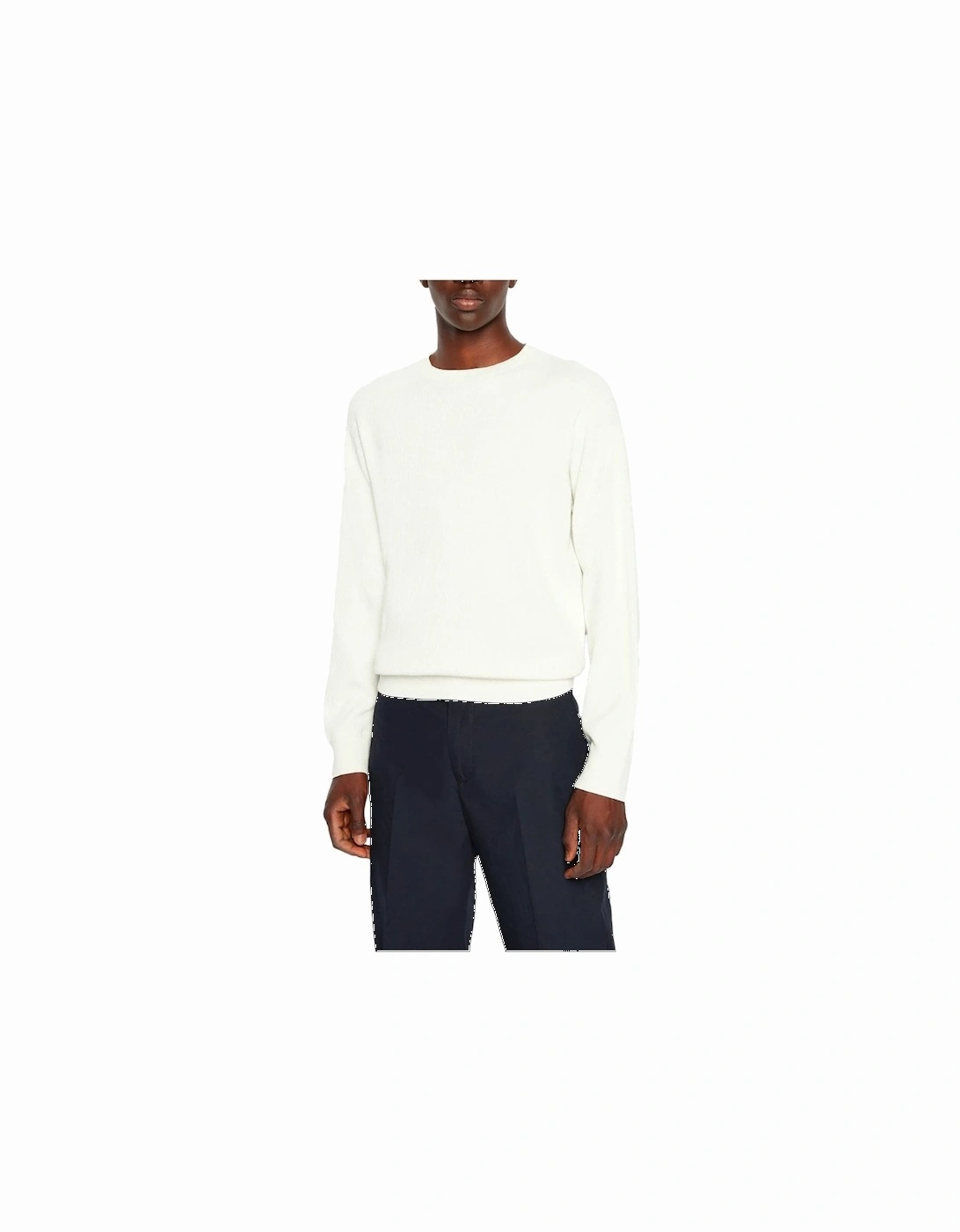 Ribbed Knitted Pullover Off White