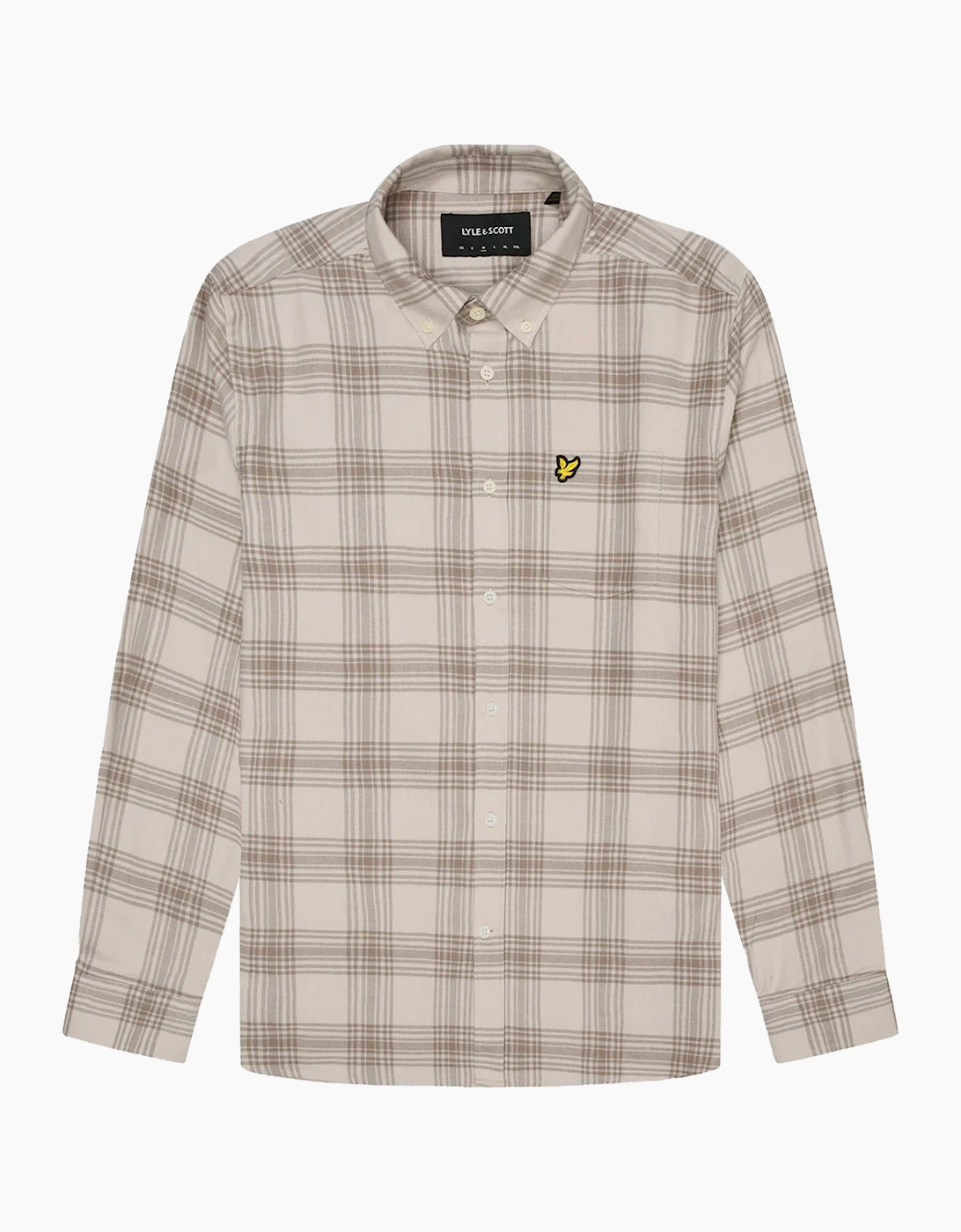 Lyle And Scott Men's Light Mist Heratage Taupe Tonal Check Flannel Shirt Light Mist/Heritage Taupe  38/Regular M