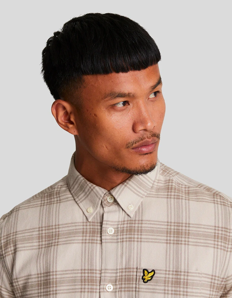 Tonal Check Flannel Shirt Light Mist/heritage Taupe