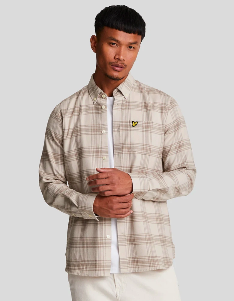 Tonal Check Flannel Shirt Light Mist/heritage Taupe
