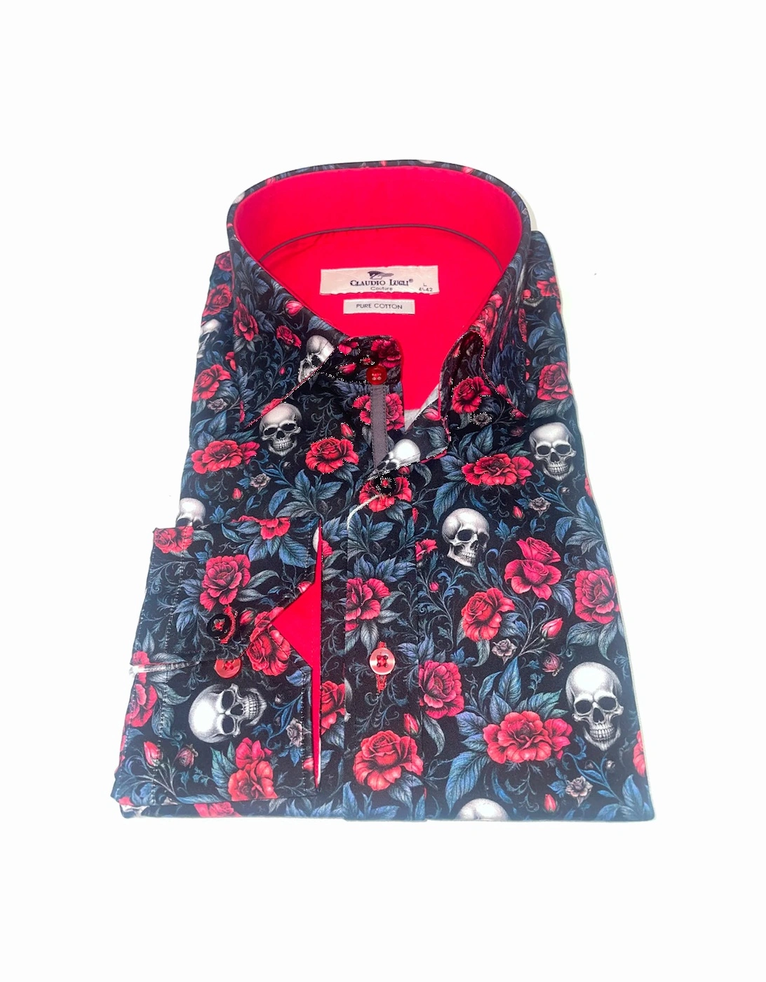 Skull Detail Shirt Long Sleeve Red