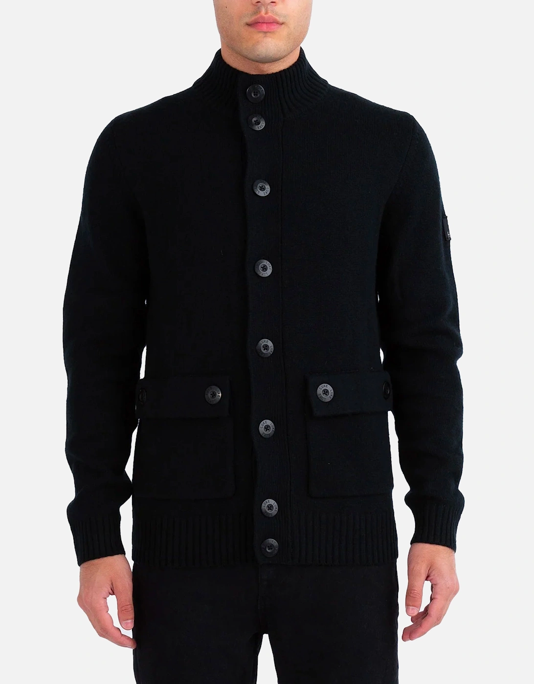 Luke Chunky Knit Button Jacket Black, 5 of 4