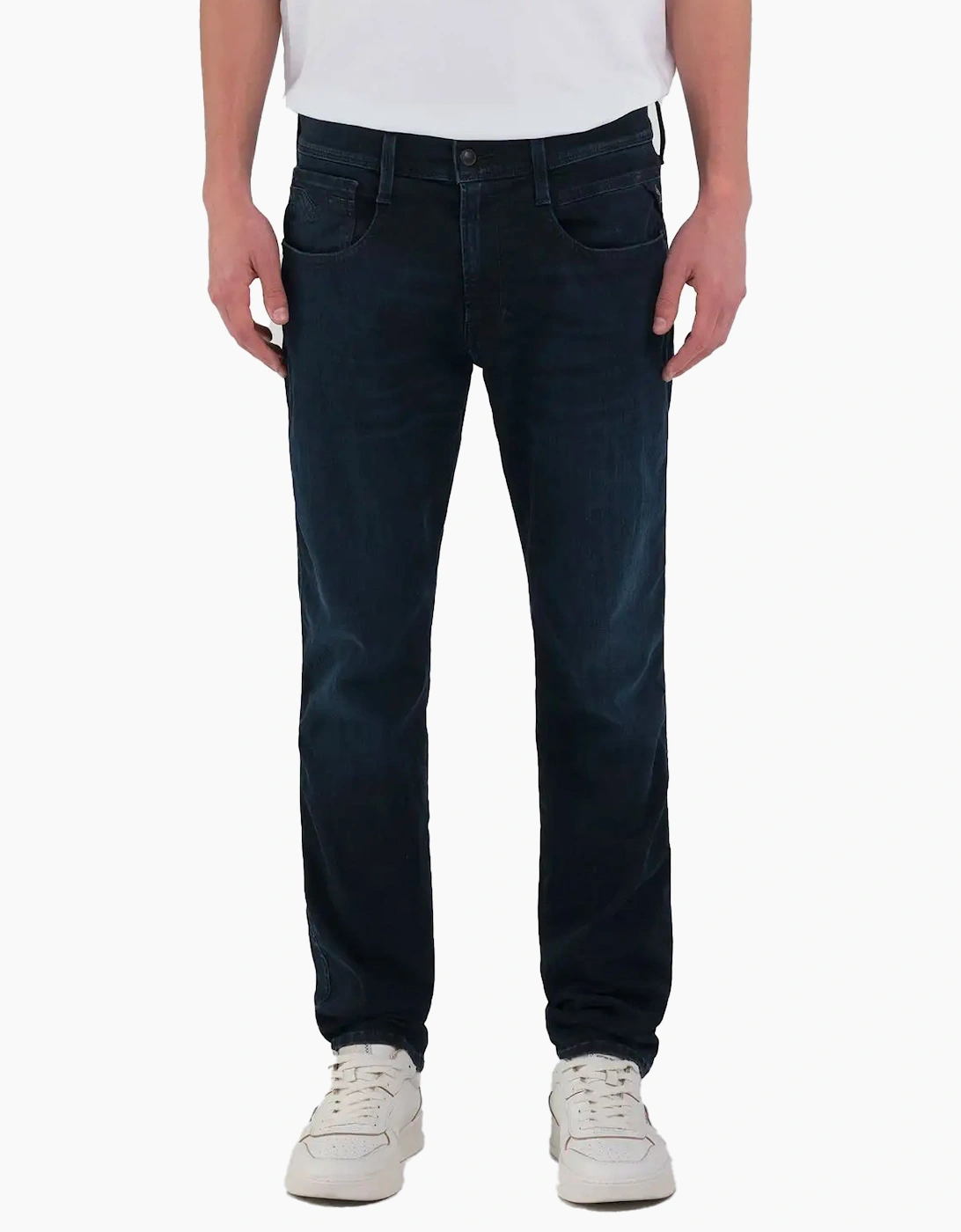 Replay Men's Navy Hyperflex Eco Plus Sustainable Denim Anbass Slim Fit Jeans Dark Blue 007 - Size 32/32