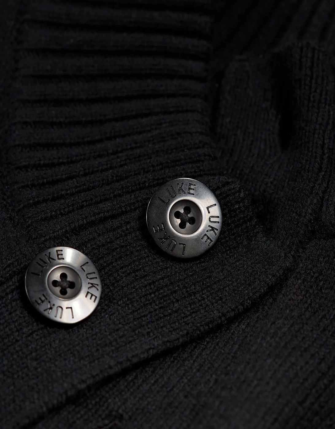 Luke Chunky Knit Button Jacket Black