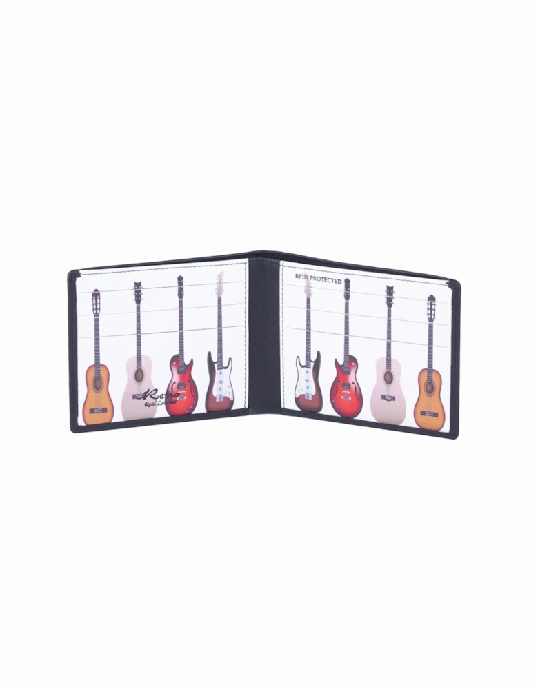 Mens Notecase Wallet Guitars Inner Black