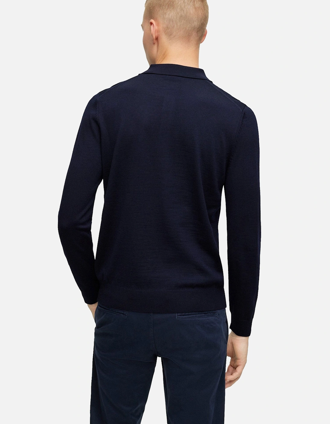 Boss Black Bono-l Long Sleeved Polo Shirt Dark Blue