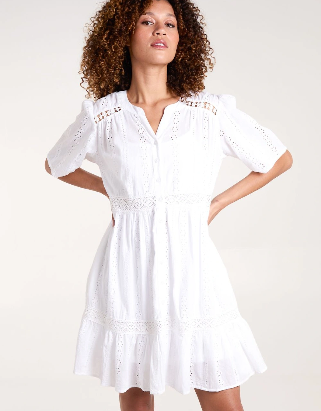 Broderie Tiered Mini Dress, 2 of 1