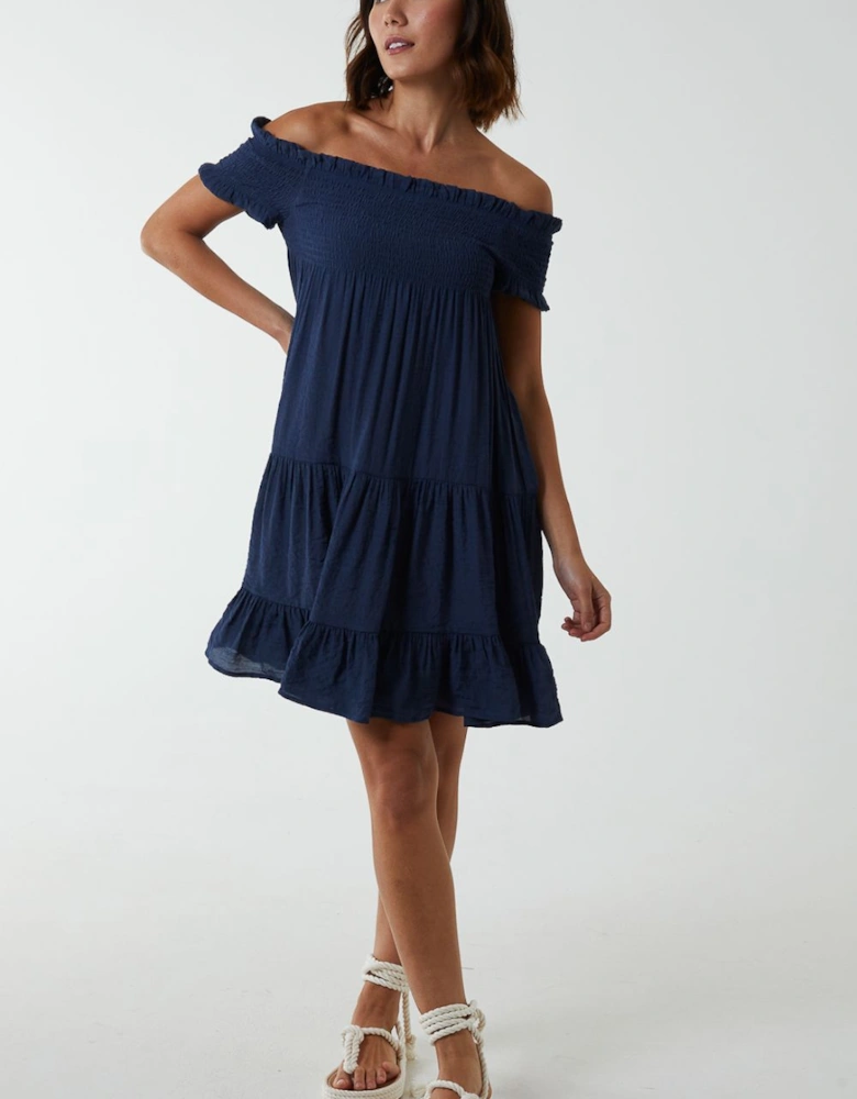 Shirred Neck Line Floaty Dress