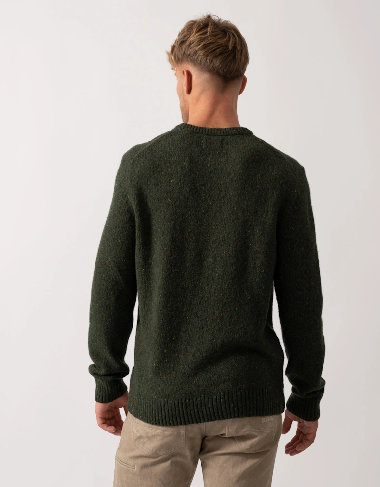 Mens Wool Blend Neps Crew Neck Jumper - 360 Country Green