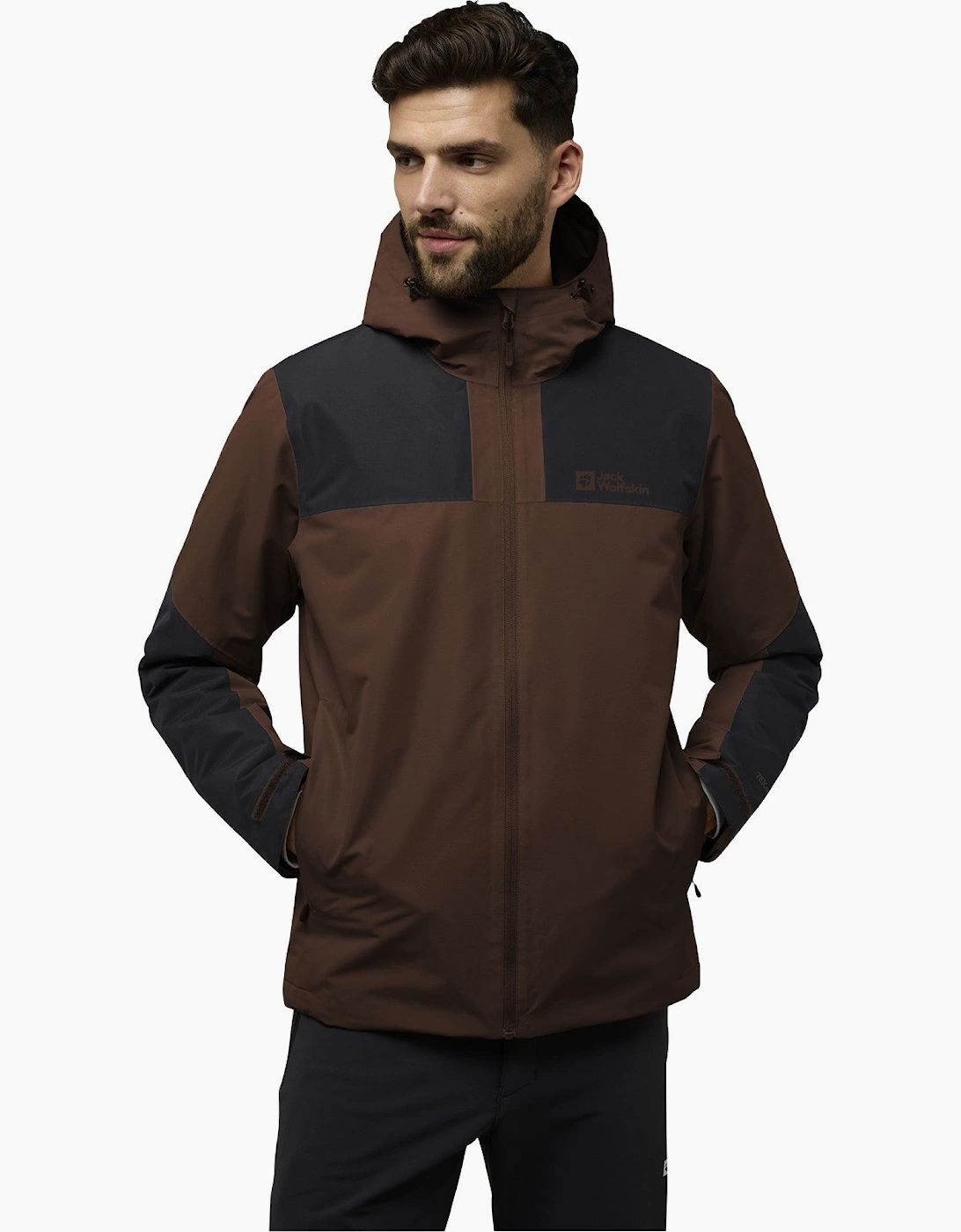 Men's Jack Wofskin Mens Jasper Waterproof Hooded Jacket - Brown - Size: 40/Regular