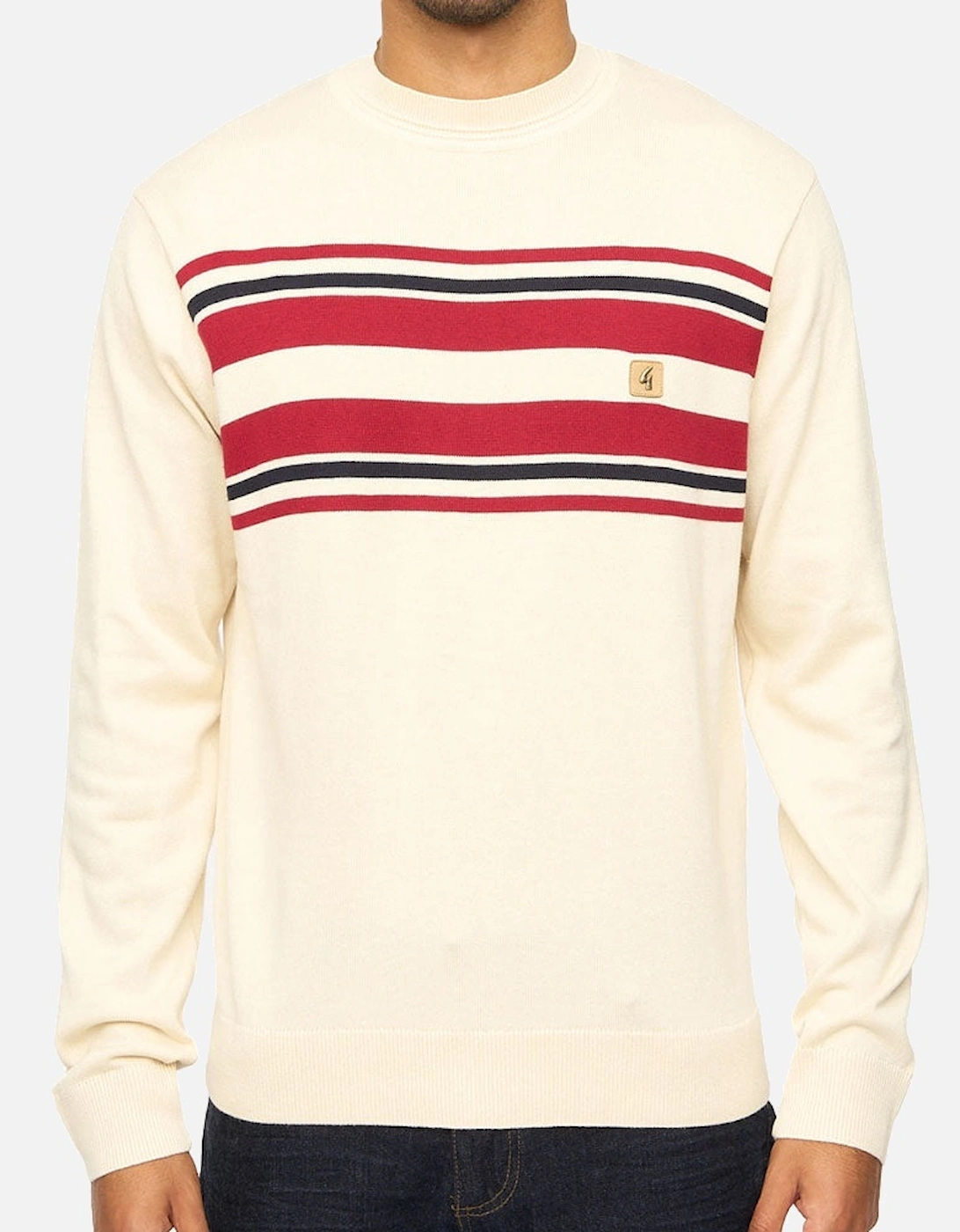 Vintage Liam Knitted Crew Neck Sweater V55GM19 - Cream, 4 of 3