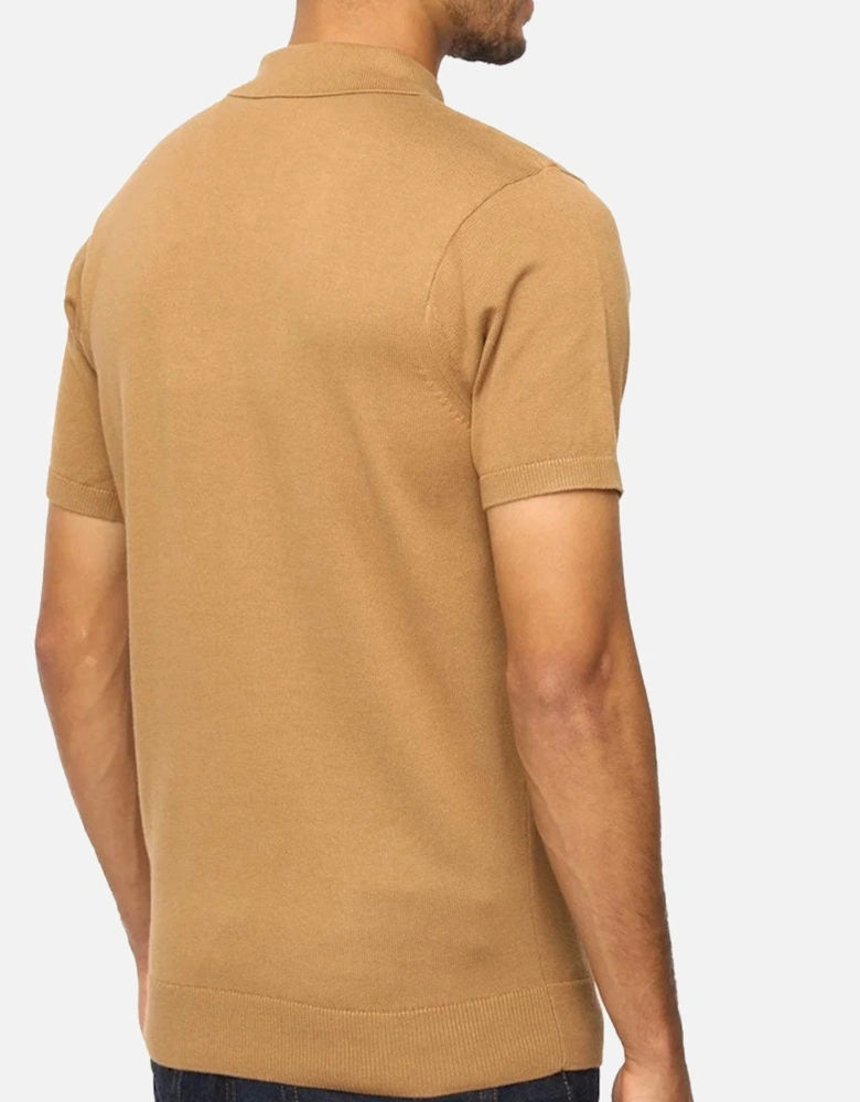 Vintage Jackson Knitted Polo Shirt V00GK04 - Brown Nutmeg