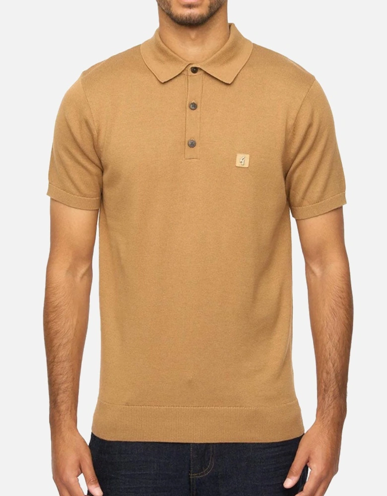 Vintage Jackson Knitted Polo Shirt V00GK04 - Brown Nutmeg