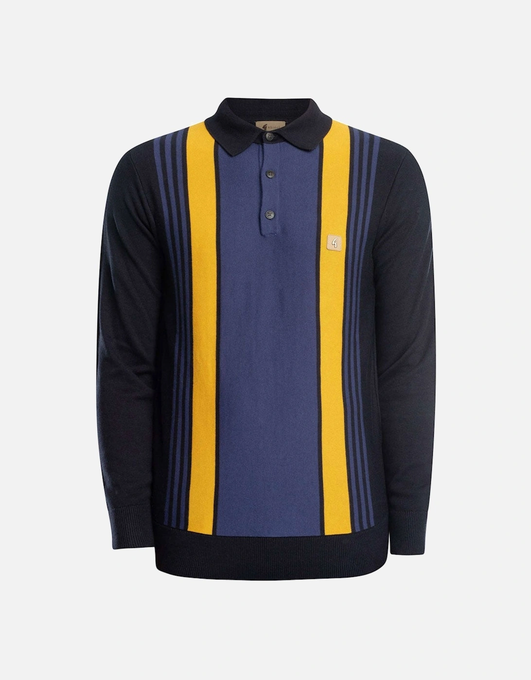Vintage Searle Knitted Polo Shirt V53GM00 - Navy Yellow, 2 of 1