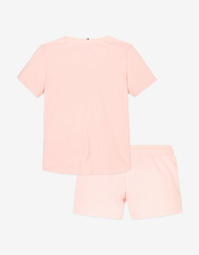 Girls T-Shirt and Shorts Set in Pink