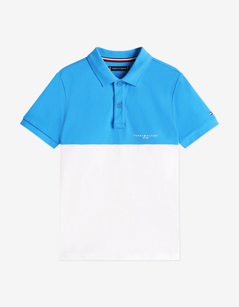 Boys Colourblock Polo Shirt in Blue