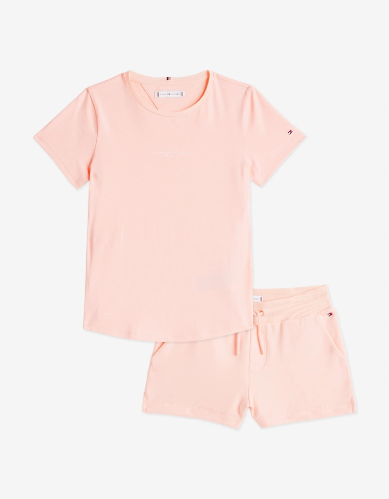 Girls T-Shirt and Shorts Set in Pink