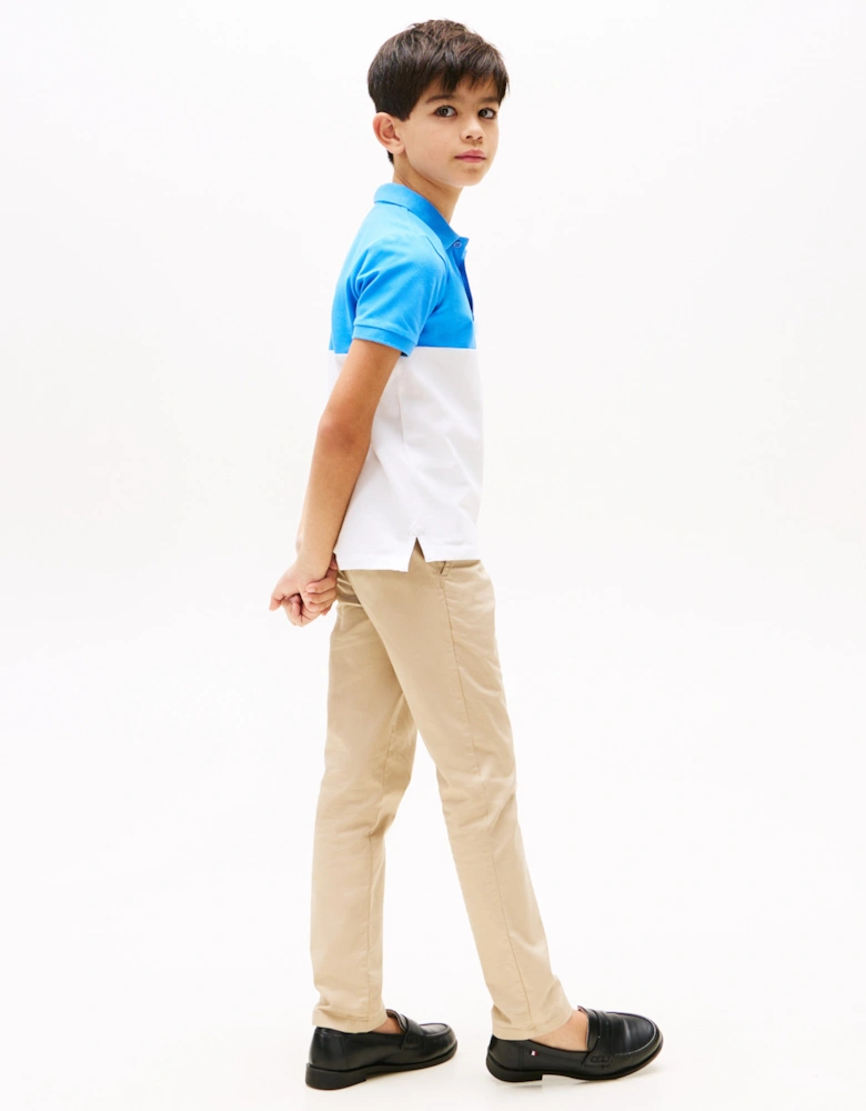Boys Colourblock Polo Shirt in Blue