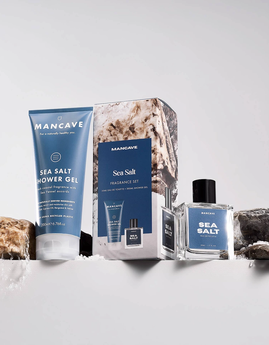 Mens Premium Fragrance Set, Sea Salt, Mens Gifts, Blackspice Body Scrub 500ml, Mens Shower Gel, Blackspice Body Scrub 500ml, Mens Shower Gel, Christmas Gifts