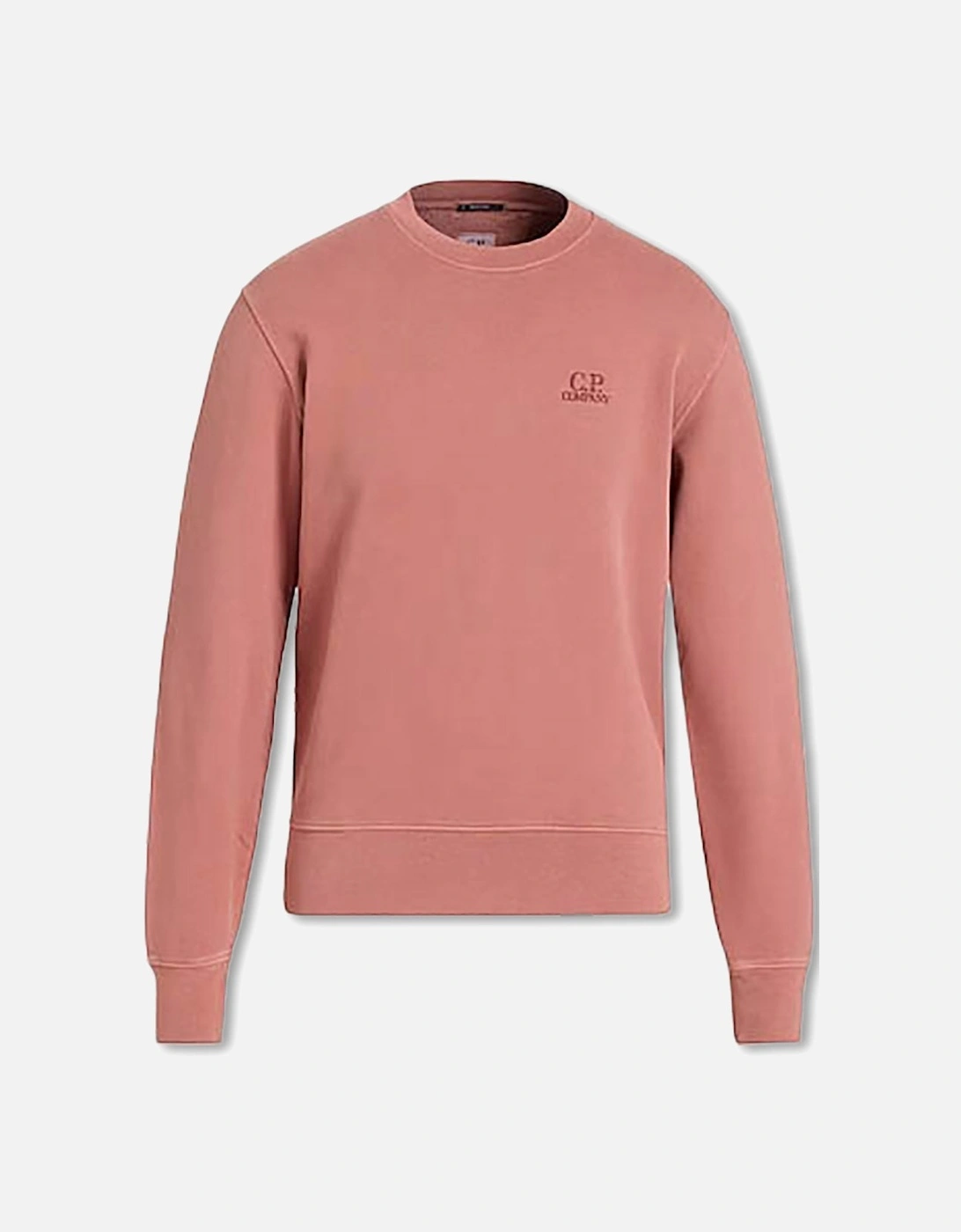 Men's C.P. Company Resist Dyed Fleece Crew Neck Salmon Pink Sweatshirt, 2 of 1