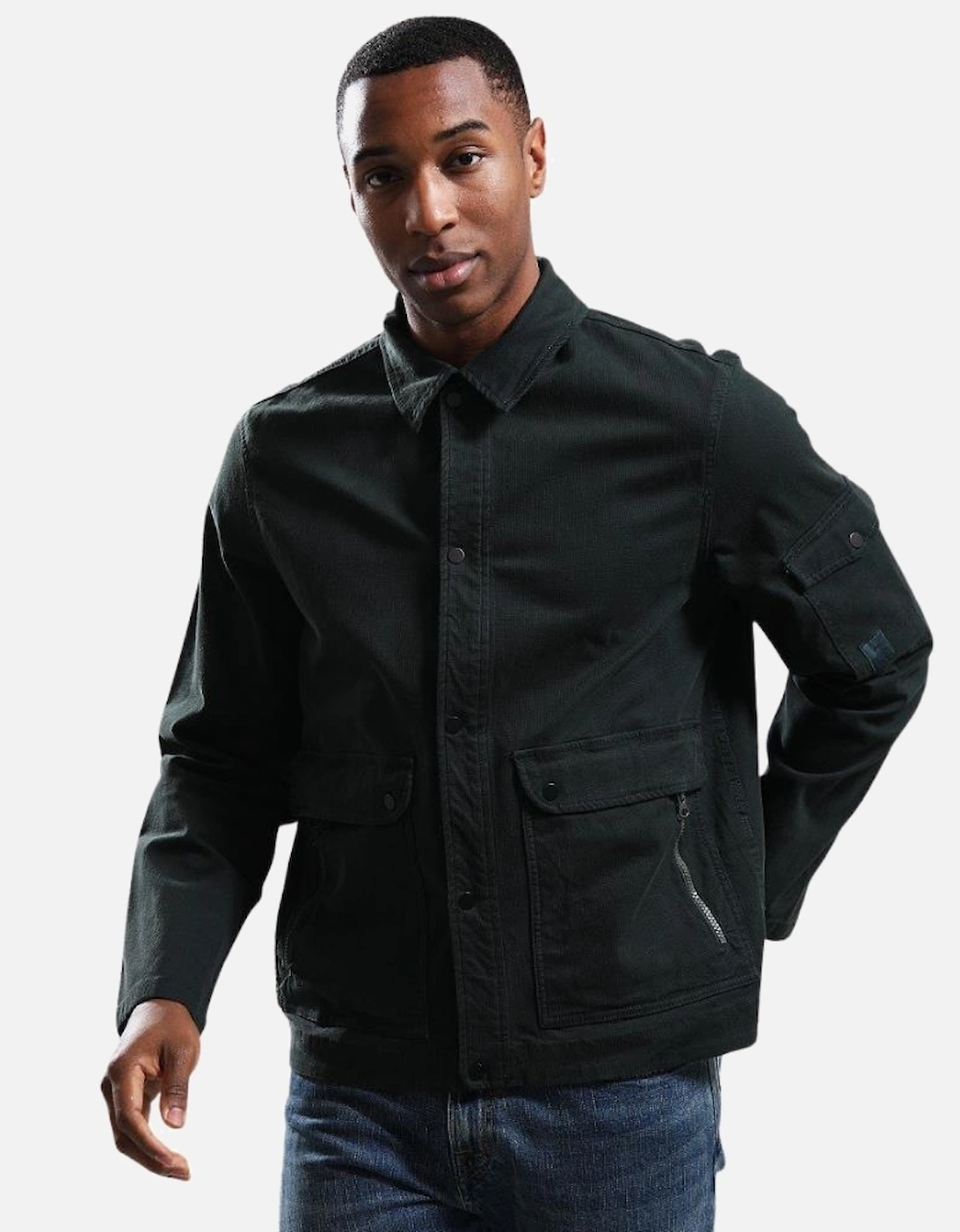 Mens Casual Shirt Jacket - Bottle Green, 5 of 4