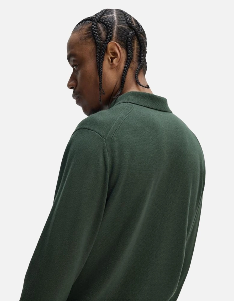 Classic Knitted LS Polo - Court Green