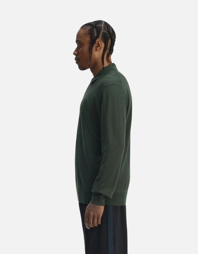 Classic Knitted LS Polo - Court Green