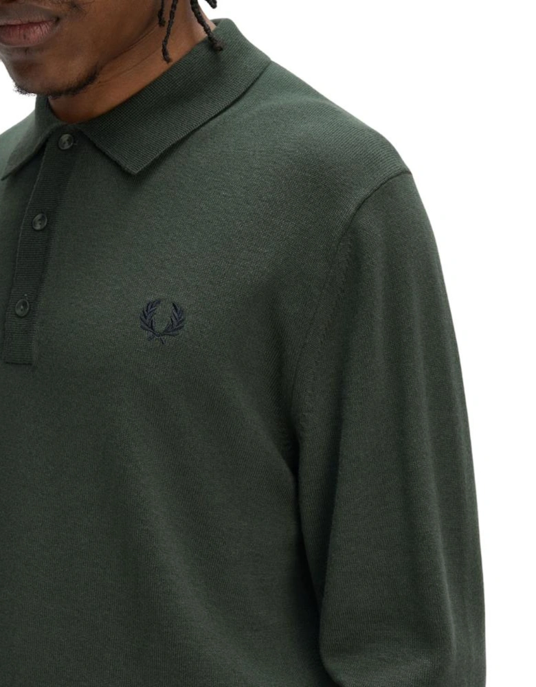 Classic Knitted LS Polo - Court Green