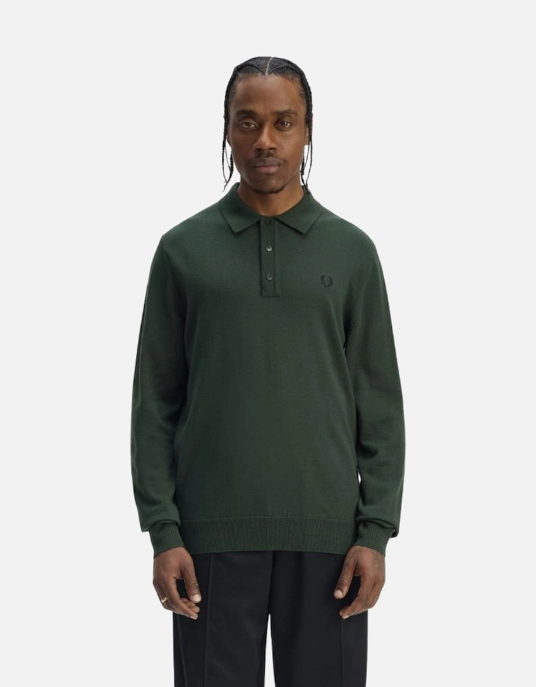 Classic Knitted LS Polo - Court Green