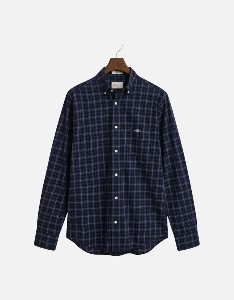 Reg Classic Poplin Check Shirt - Persian Blue
