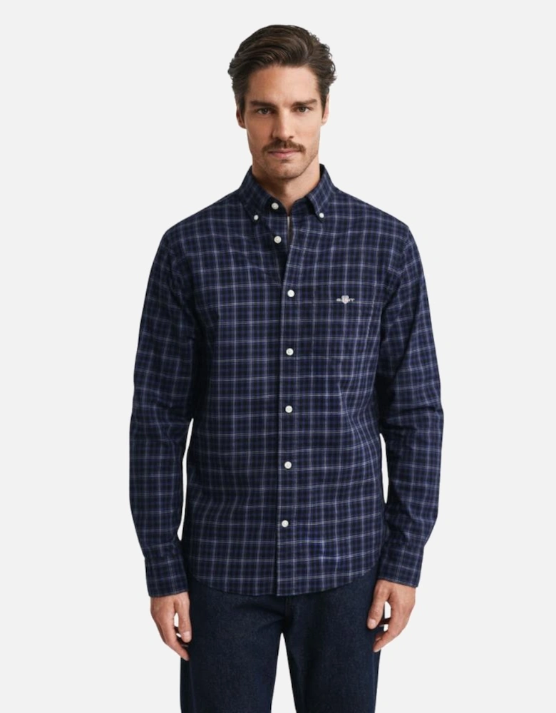 Reg Classic Poplin Check Shirt - Persian Blue