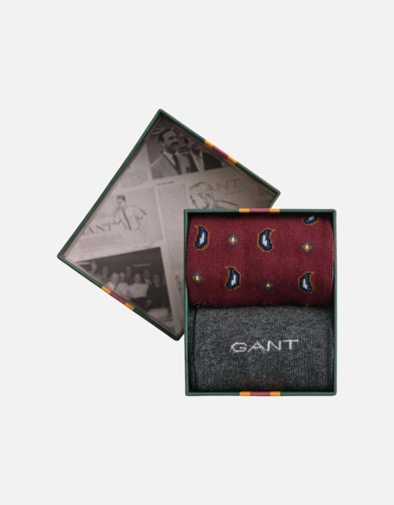 Paisley Socks 2-Pack Gift Box - Plumped Red