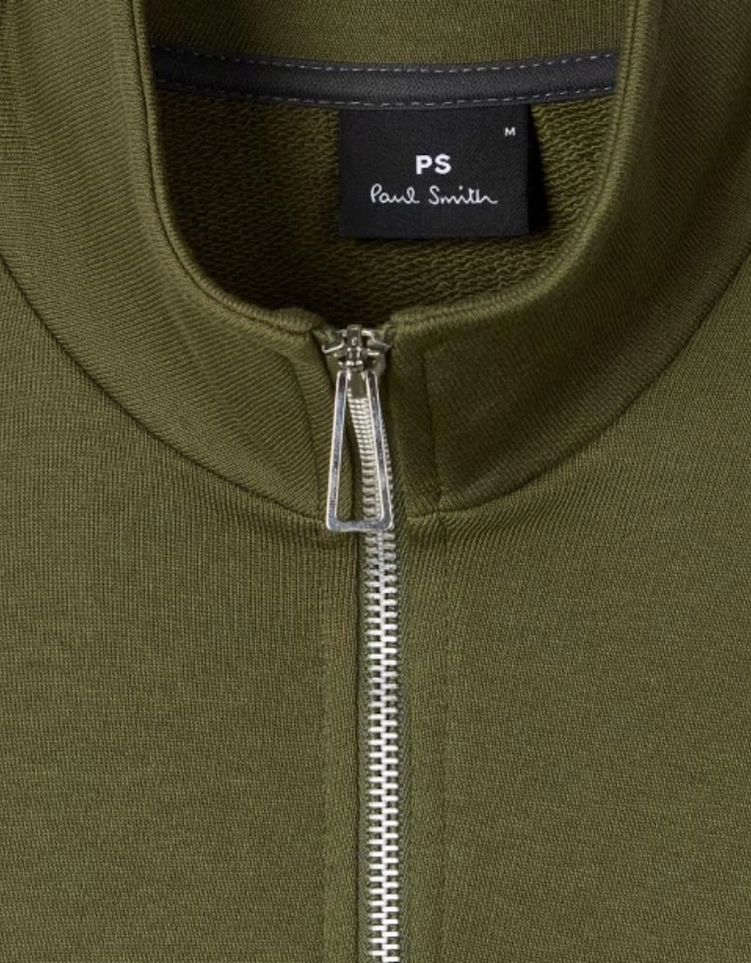 Reg Fit Half Zip Top Zebra Badge - Khaki Green
