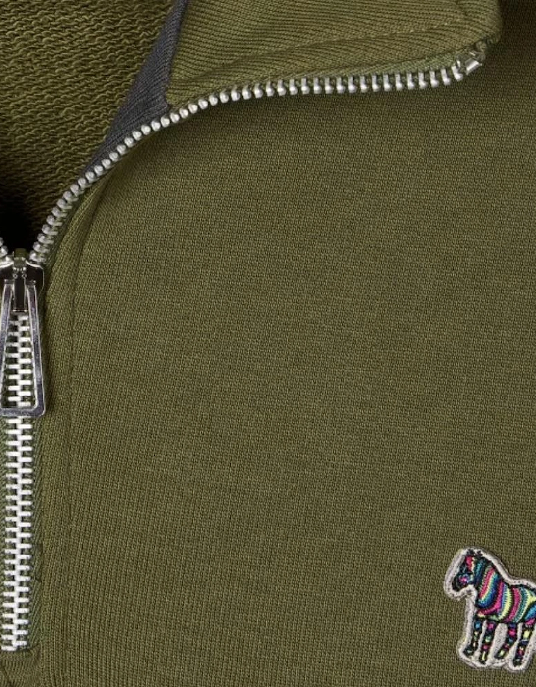 Reg Fit Half Zip Top Zebra Badge - Khaki Green