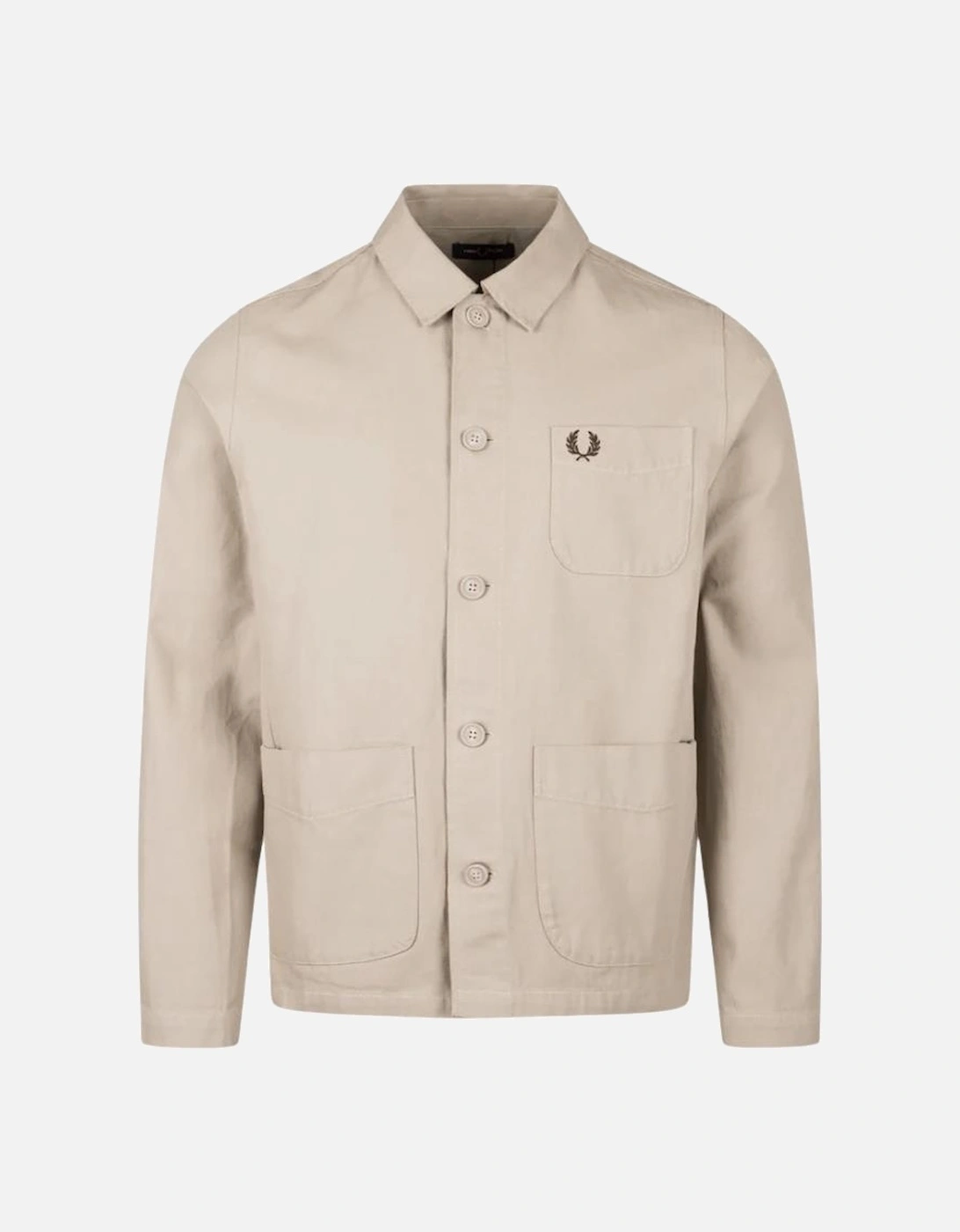 Men's Fred Perry Canvas Overshirt - Warm Oat - Cream - Size: Regular/36