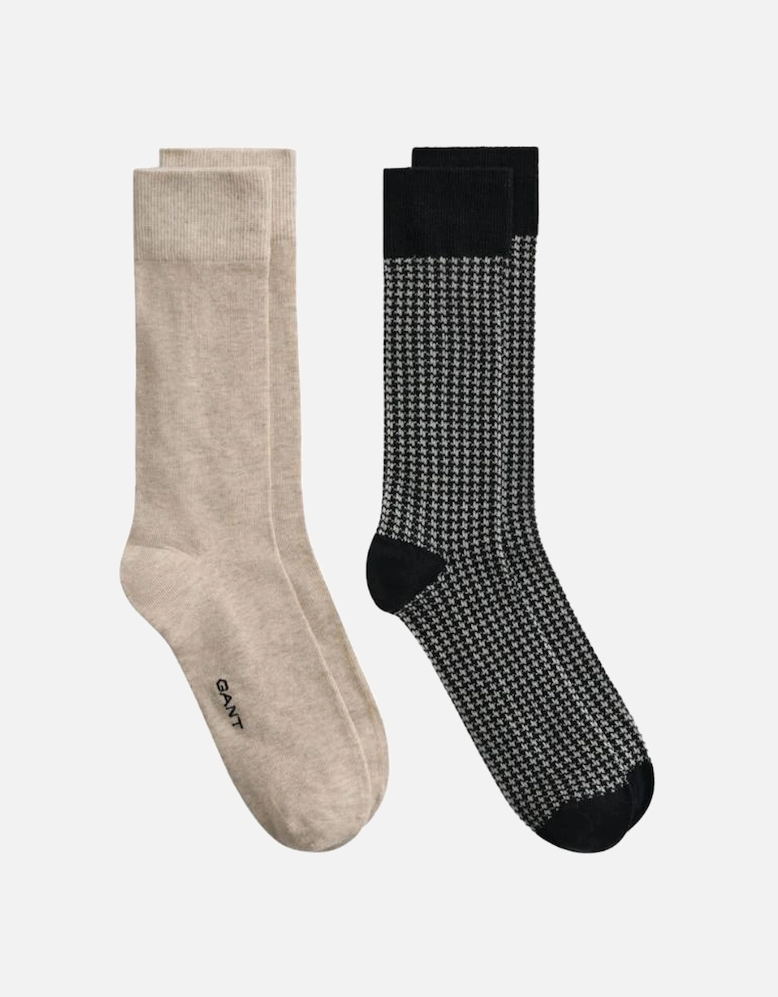 Houndstooth & Solid Socks 2-Pack Gift Box - Black