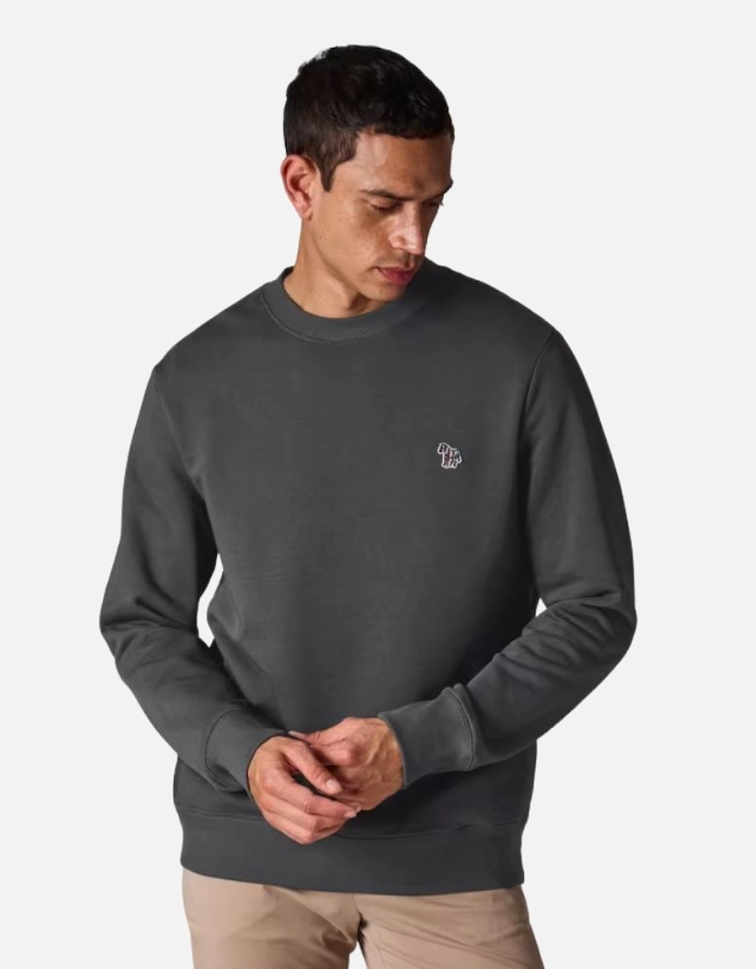 Regular Fit Sweatshirt Zebra Badge - Slate