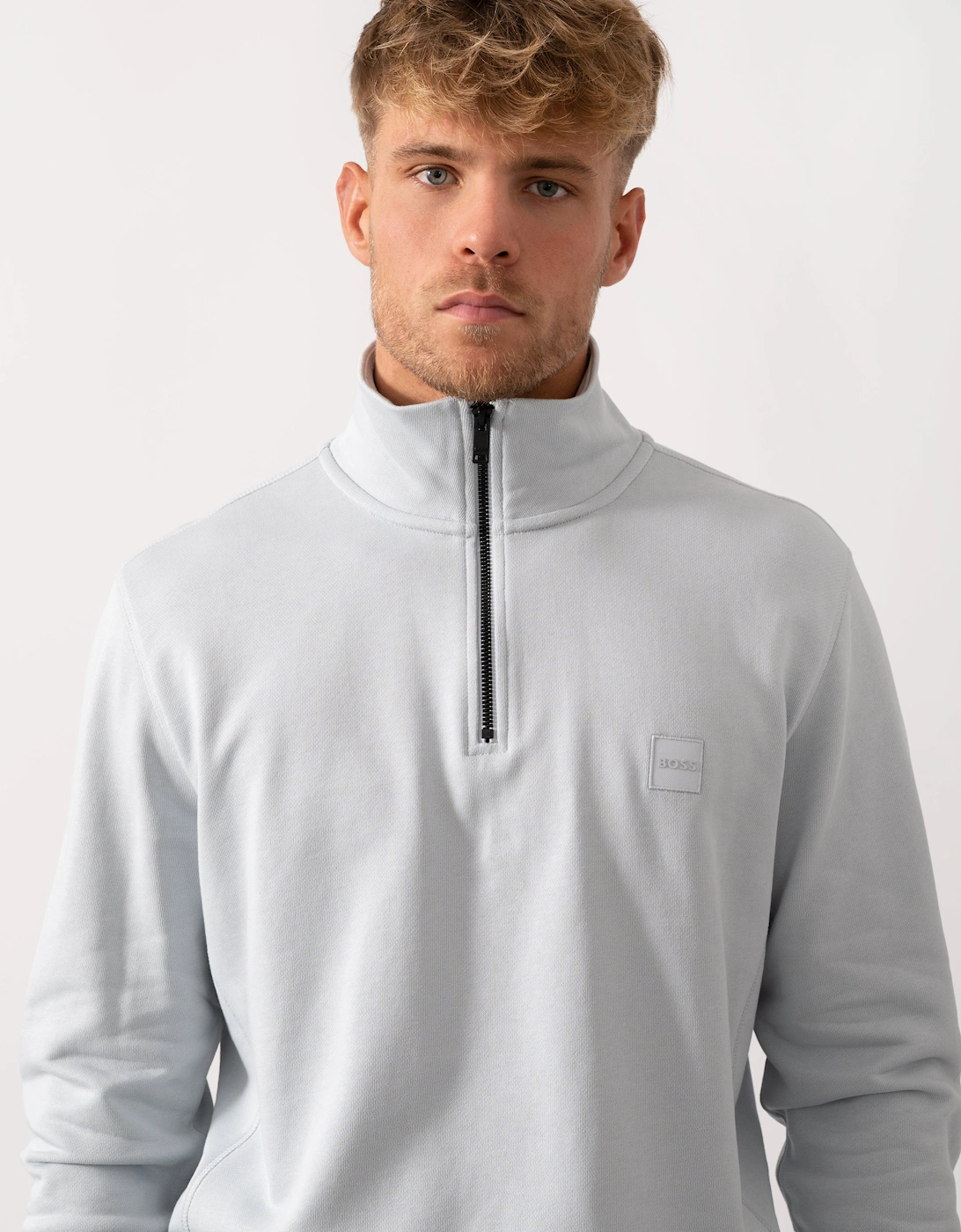 BOSS Orange Zetrust Mens 1/4 Zip Sweatshirt - Light/Pastel Grey 053